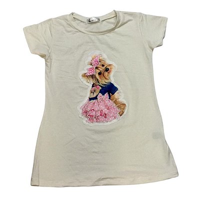 Camiseta Off Dog Vestido Babado