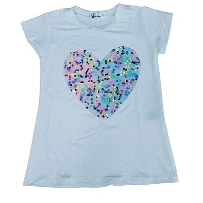Camiseta coração paête colorido