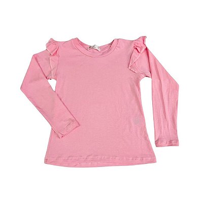 Camiseta babado rosa bebê