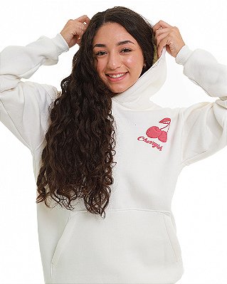 Blusão Moletom com capuz e bolso canguru com desenho cereja Off White
