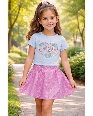 Short Saia Glitter Rosa