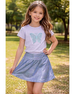 Camiseta Branca  Borboleta Azul