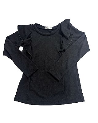 Tricot lazinha babado preto