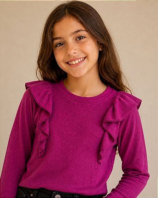 Tricot lazinha babado fúcsia