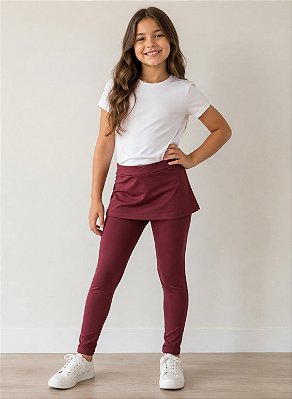 Legging Com Saia Reta Burgundy