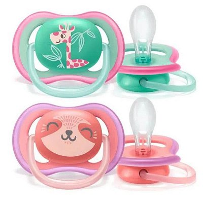 Chupeta Philips Avent 18m+ Silicone Menina Ultra Air Girafa
