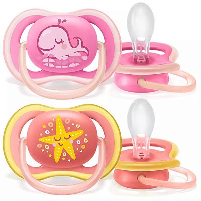 Chupeta Avent 6 18 Meses Ultra Air Baleia Silicone Menina