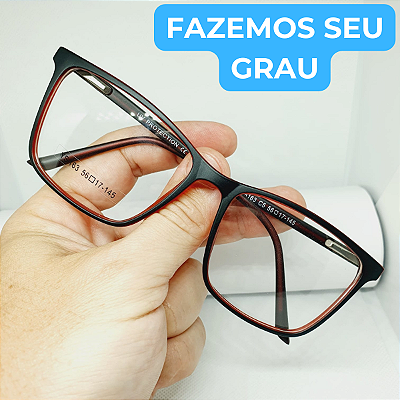 Armação para óculos de grau masculino preto/vermelho moderno modelo CV242
