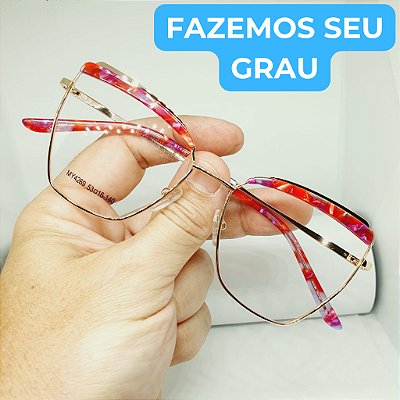 Armação para óculos de grau feminino Vermelho/Dourado modelo CV1093