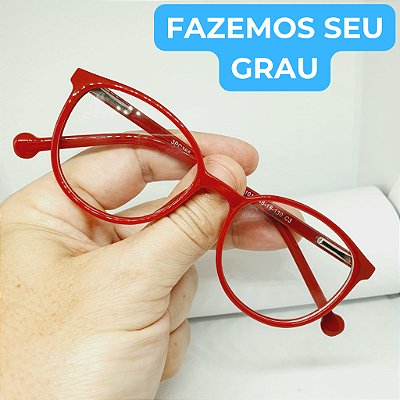 Óculos Armação infantil para grau feminino resistente modelo vermelho CV33