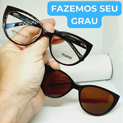 Armação para óculos de grau feminino Clipon Marrom modelo CV1123