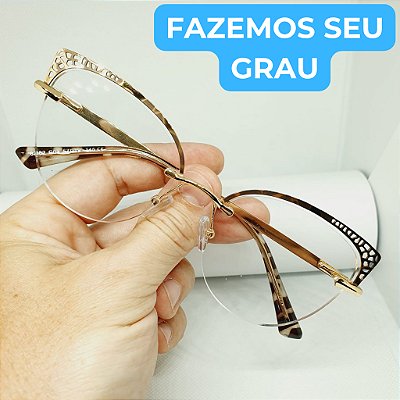 Armação de óculos feminino gatinho 3 Peças Balgriff  Tendência Feminina modelo CV120