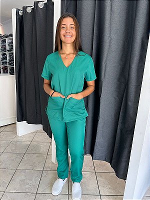 Pijama Basico Gabardine Feminino Verde Bandeira
