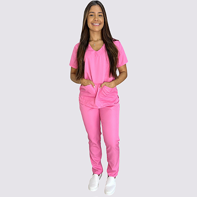 Pijama Clássico Gabardine Feminino Rosa
