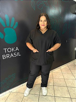 Pijama Feminino PLUS Oxford Preto