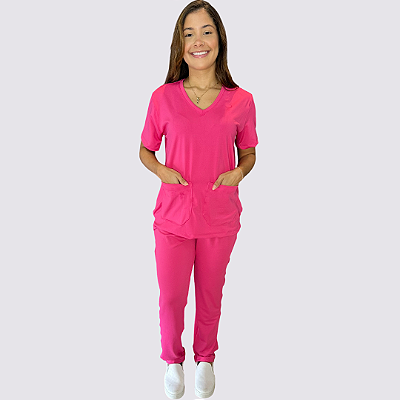 Pijama Clássico em Malha cor: Pink