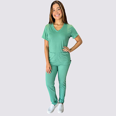 Pijama Clássico em Malha cor: verde bandeira