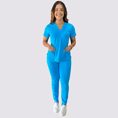 Pijama Viena em Malha cor: azul celeste