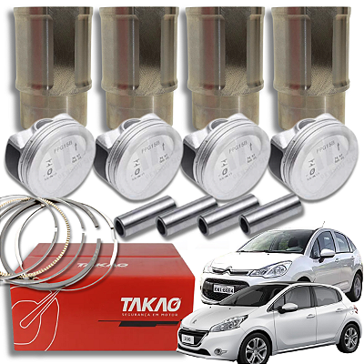 Kit Motor Peugeot Citroen 1.5 8v C3, Aircross, 208 Pistão, Pino, Camisa, Anel Takao