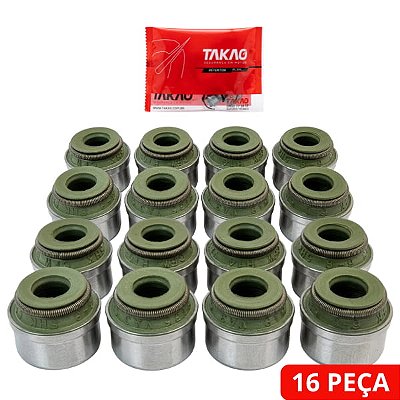 Retentor Vedadores de Valvula 6mm Peugeot 1.6 16v 206 207 C3 com 16 peças Takao