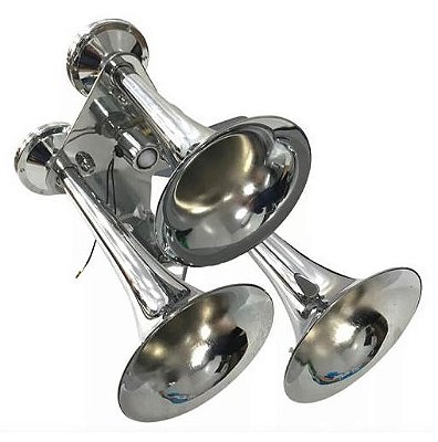 BUZINA DE TREM COM 3 CORNETAS COM SOLENÓIDE BIVOLT (METAL)