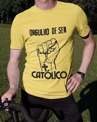 Camiseta "Orgulho de ser Católico" Amarelo