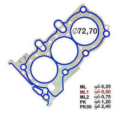 JUNTA CABECOTE METALICA HB20 1.0 12V 3CIL (0,50MM)