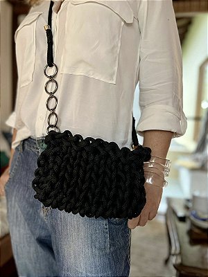 GANITA Fustam preta com alça de argolas