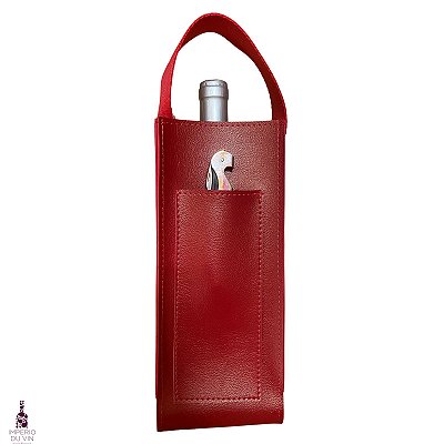 Bolsa de Couro Vegano Vermelha - Ganha 1 saca-rolhas