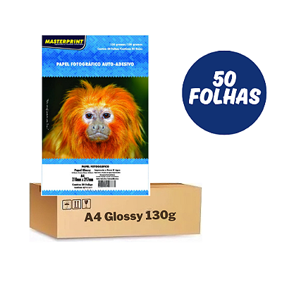 Papel Fotográfico Adesivo A4 130g – 50 Folhas Masterprint Alta Fixação Premium