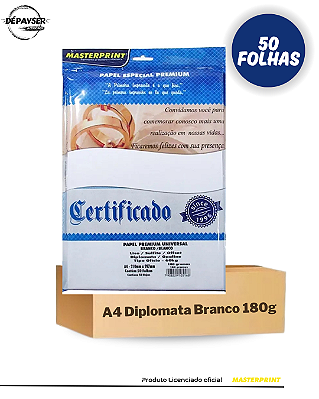 Papel Sulfite Opaline offset Diplomata Offset Liso Branco A4 180g – 50 Folhas MastePrint Premium