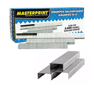 Kit Grampo 26/6 Grampeador Galvanizado C/5000 Unidades Premium - 2 Caixas