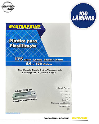 Plástico Para Plastificação A4 175micras 0,07mm - 100 Un