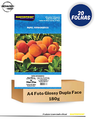 Papel Fotográfico Dupla Face A4 180g – 20 Folhas Masterprint