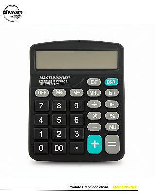 Calculadora 12 Digitos De Mesa Comercial Escritório Display Preta - Masterprint