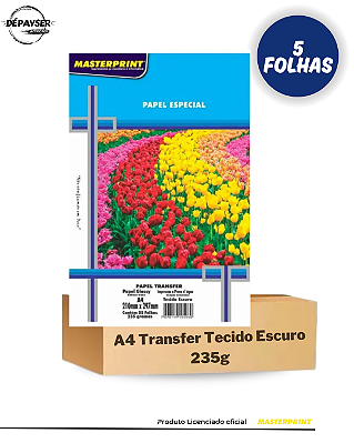 Papel Transfer Masterprint Tecido Escuro A4 235 g -pt C/ 5 Un