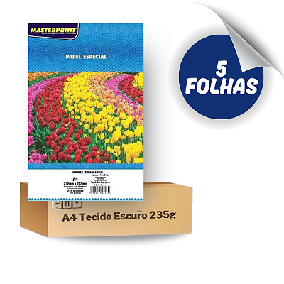 Papel Transfer Masterprint Tecido Escuro A4 235 g -pt C/ 5 Un