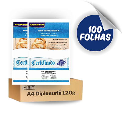 Papel Opaline Diplomata Branco Liso A4 120g – 100 Folhas Masterprint Premium