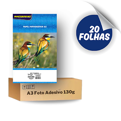 Papel Fotográfico Glossy Adesivo A3 130g - 20 Folhas Masterprint Premium