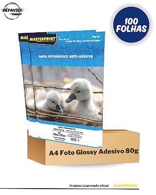 Papel Fotográfico Adesivo Glossy A4 80g – 100 Folhas Masterprint Premium