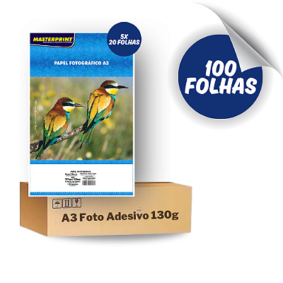 Papel Fotográfico Adesivo A3 130g – 100 Folhas Masterprint Alta Fixação Premium