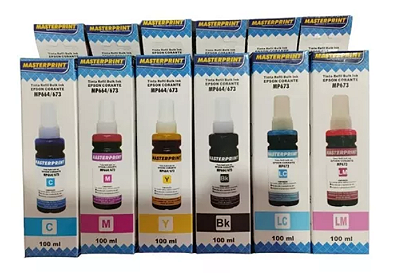 Kit Tinta Bulk Ink 6 Cores Refil 100ml Mp664 673 Masterprint