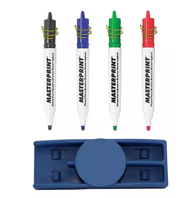 Kit Apagador para Quadro Branco com 4 Pincéis Recarregáveis – Ideal para Escritório, Escola e Home Office