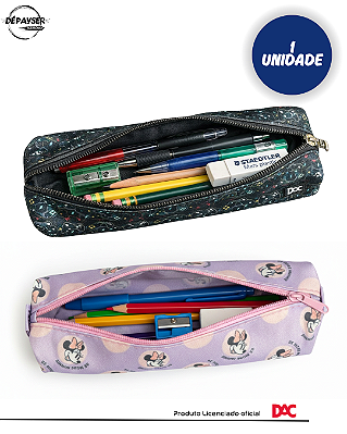 Estojo Escolar Estampado Cor Lilás Minnie / Cor Preto Gamer 1 Nível - Dac