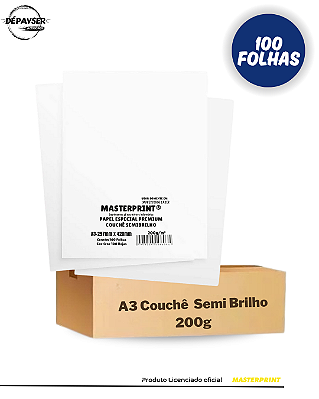 Papel Fotográfico A3 200g Couche Semi Brilho 100 Folhas Premium Masterprint