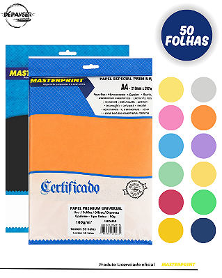 Papel Sulfite Color Plus Opaline offset Diplomata A4 180g – 50 Folhas Colorido Premium