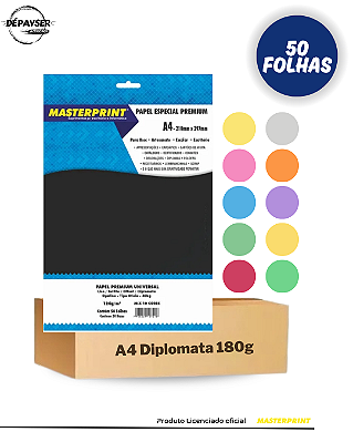 Papel Sulfite Color Plus Opaline offset Diplomata A4 180g – 50 Folhas Colorido Premium