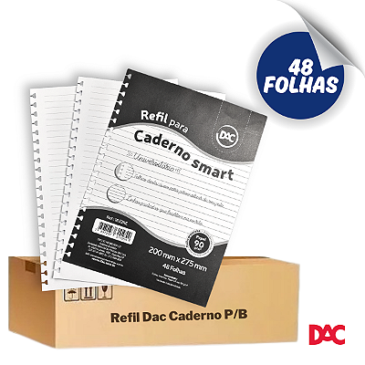 Refil Caderno Smart/ universitário Branco Destacável - 48 folhas Dac