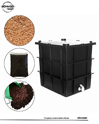 Composteira Doméstica 45 Litros com 3 Módulos – Preta para Compostagem