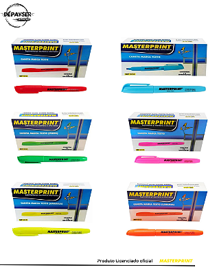 Caneta Marca Texto Néon Secagem Rápida Masterprint – 12 Unidades da Mesma Cor